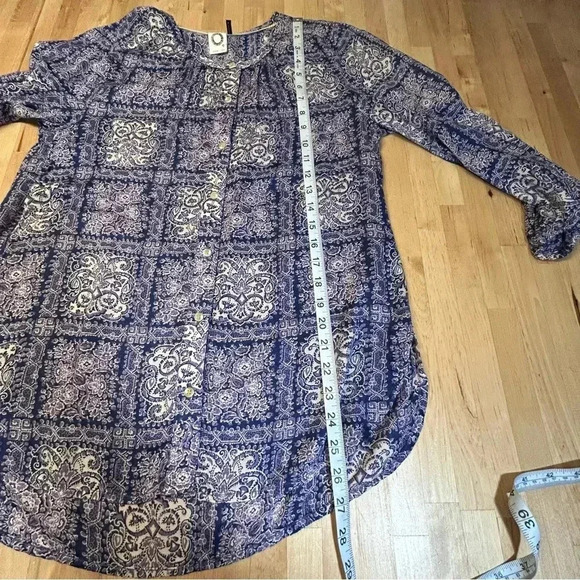 2 for$15 Anthropologie Purple Paisley Tunic Top - Picture 7 of 10